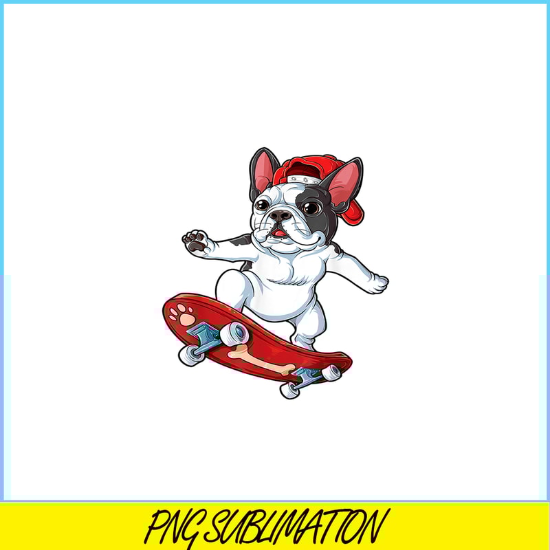 HL16102389-French Bulldog Skateboard PNG, Frenchie Dog Lover PNG, French Dog Artwork PNG.png