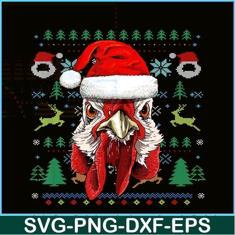 PNG141023127-Chicken Ugly Christmas Santa Hat Xmas Gifts Kids Boys Girls T-Shirt Png.png