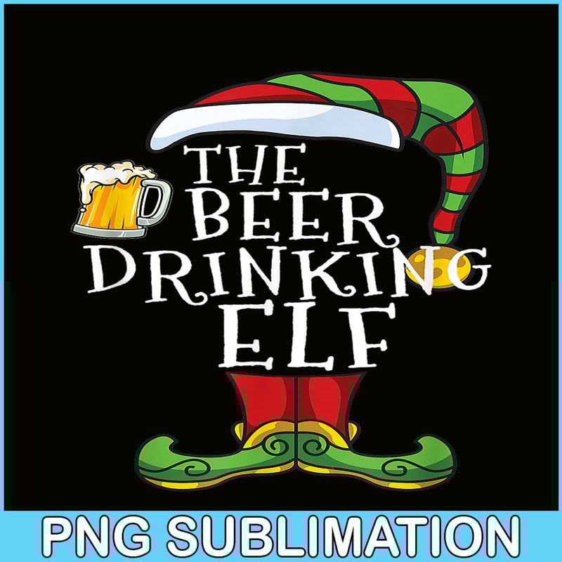 BEER28102374-The Beer Drinking Elf PNG Christmas Beer PNG Drunk Christmas PNG.png
