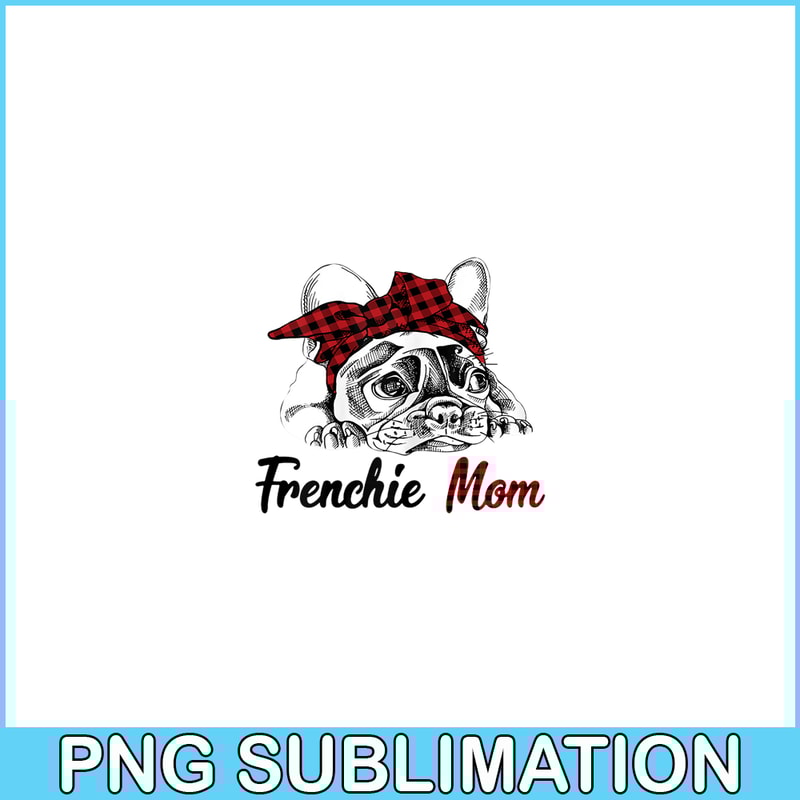 HL161023217-Womens Frenchie Mom French Bulldog With Buffalo Plaid Headband PNG.png