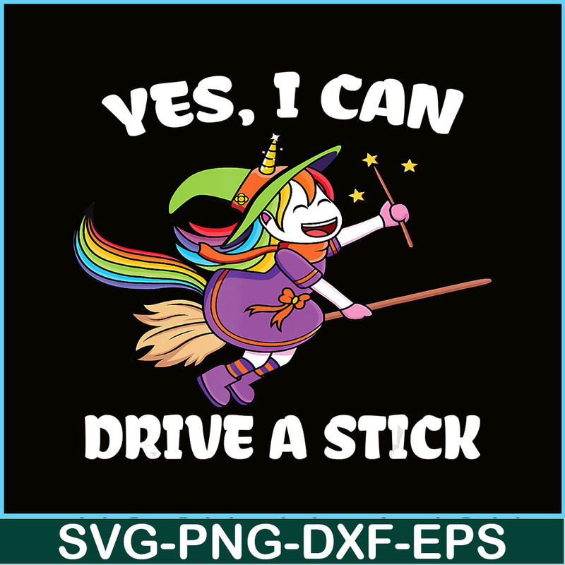 PNG14102370-Yes I Can Drive a Stick Funny Unicorn Witch Halloween T-Shirt Png.png