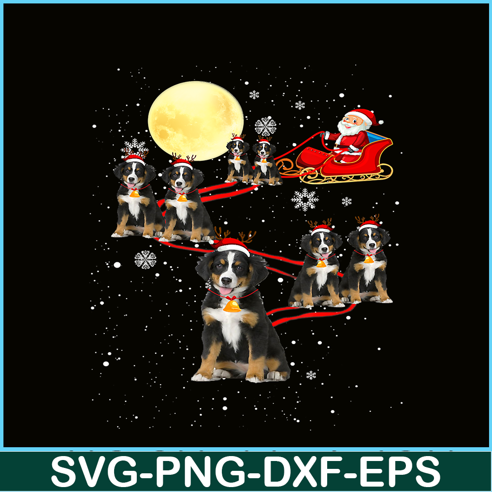 PNG14102396-Bernese Mountain Dog Santa Sleigh Reindeer Christmas Xmas T-Shirt Png.png
