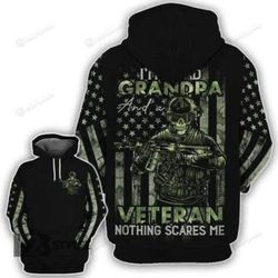 skull a dad grandpa and a veteran 3d all over printed shirt, sweatshirt, hoodie, bomber jacket size s - 5xl