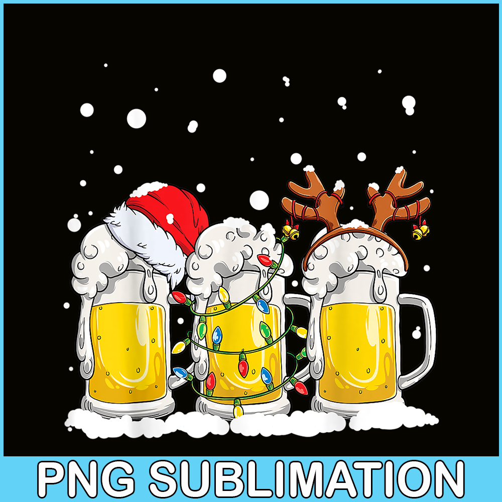 BEER28102305-Beer Christmas PNG Mug Santa Reinbeer PNG Xmas lights PNG.png