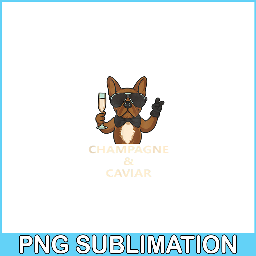HL16102313-Champagne and Caviar PNG, French Bulldog PNG, Bulldog Mascot PNG.png