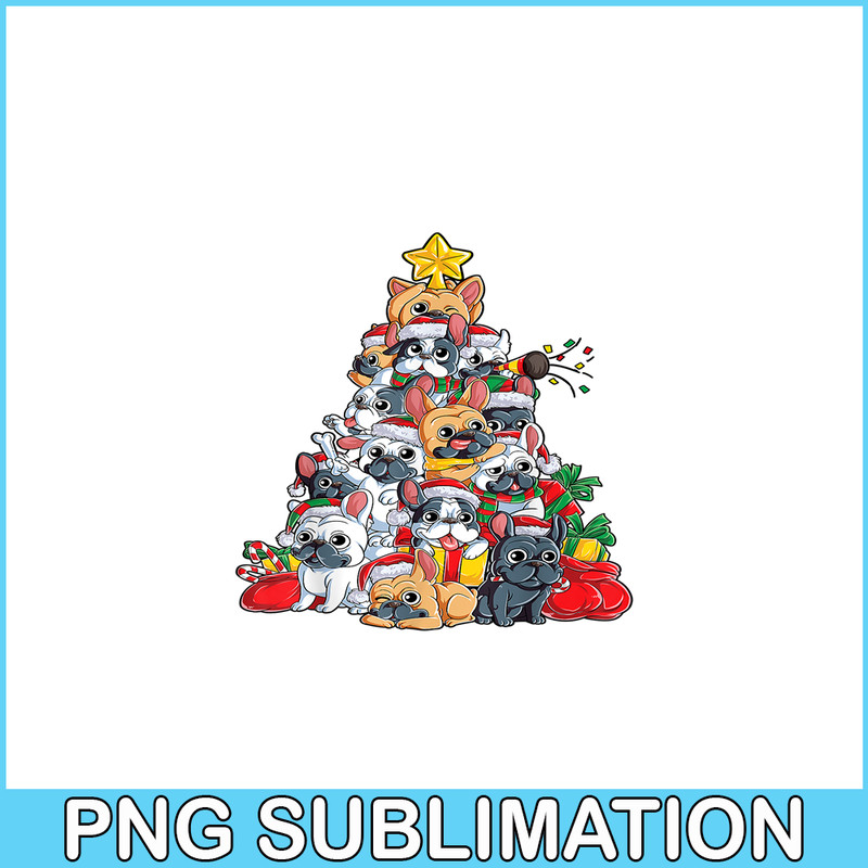 HL16102339-French Bulldog Christmas Tree PNG, Dog Santa Xmas PNG, Bulldog Mascot PNG.png