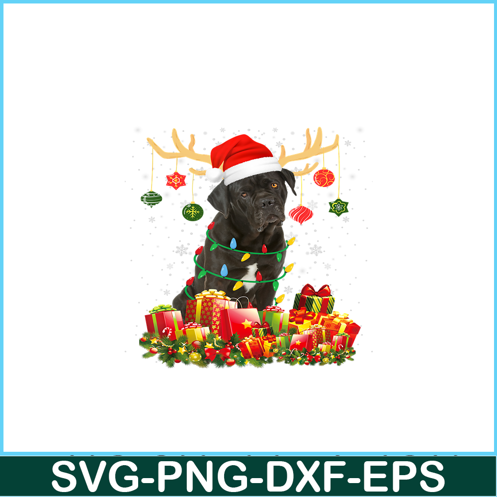 PNG1410231163-Cane Corso Dog Reindeer Santa Hat Christmas Light Xmas T-Shirt Png.png