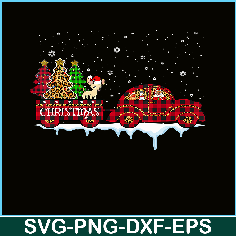 PNG141023129-Chihuahua Dog Christmas Red Plaid Truck Santa Xmas Tree T-Shirt Png.png