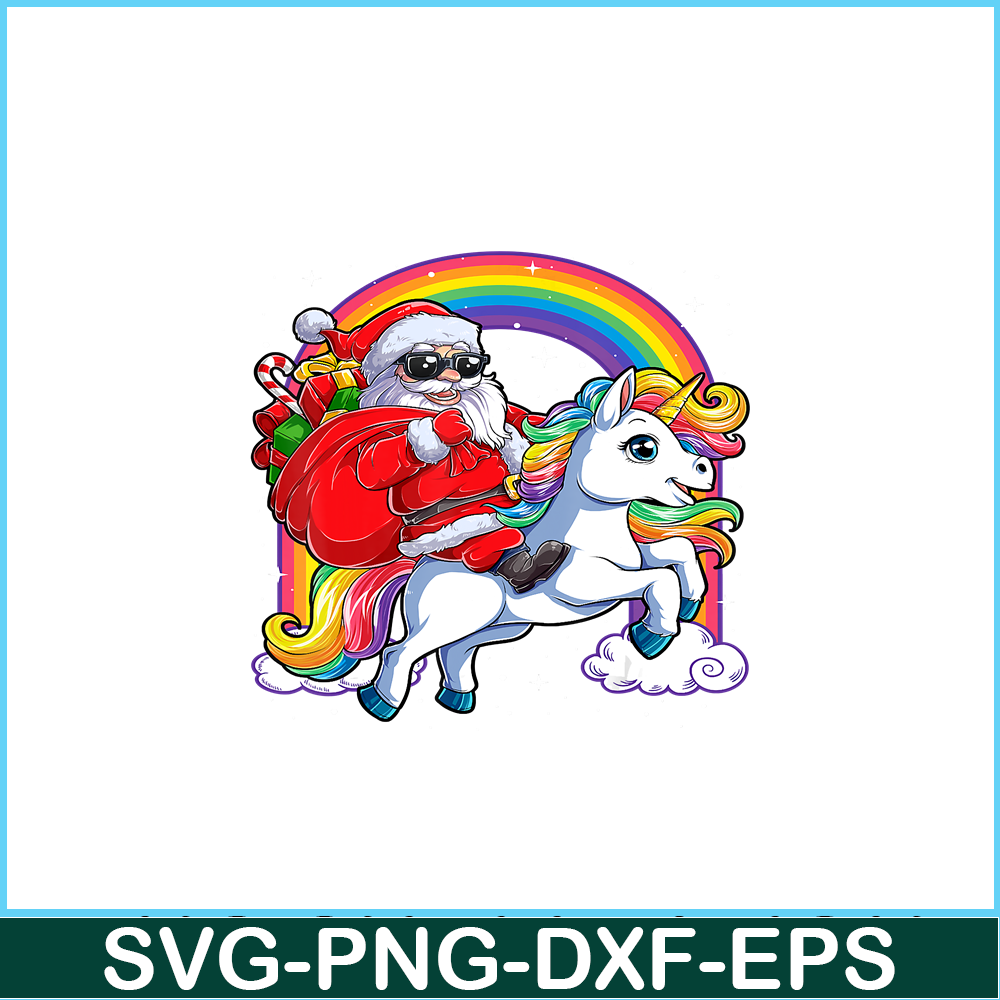 PNG14102349-Christmas Santa Riding Unicorn Xmas Gifts Girls Kids Women T-Shirt Png.png