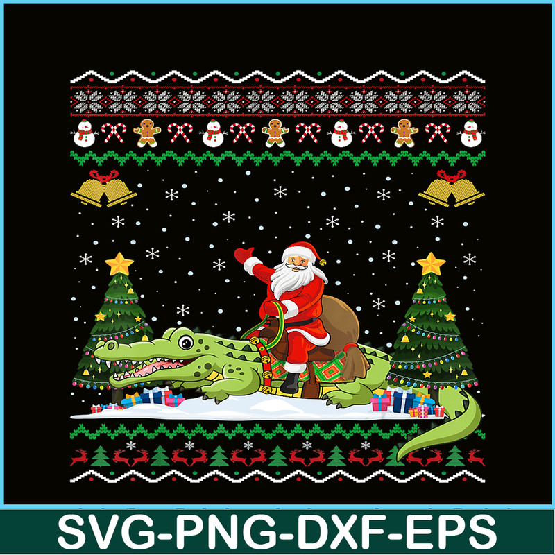 PNG14102374-Alligator Ugly Xmas Gift Santa Riding Alligator Christmas T-Shirt Png.png