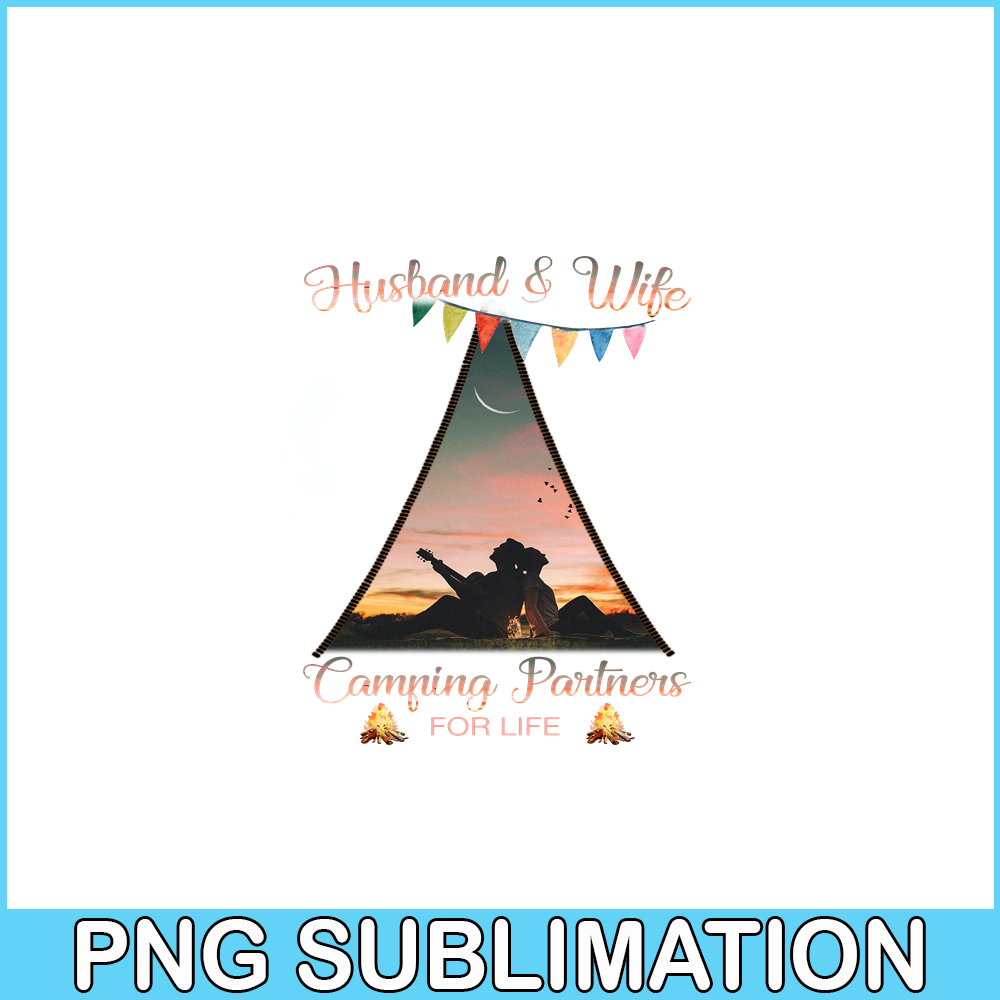 CAMP07112359-Husband And Wife Camping Partner For Life PNG Camping PNG Hut Opened The Scene Of The Couple Sitting At Night PNG.png