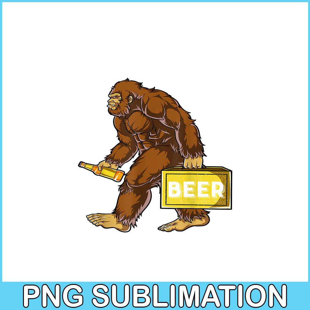 BEER28102312-Bigfoot with Beer PNG funny Sasquatch PNG Drinking Party PNG.png