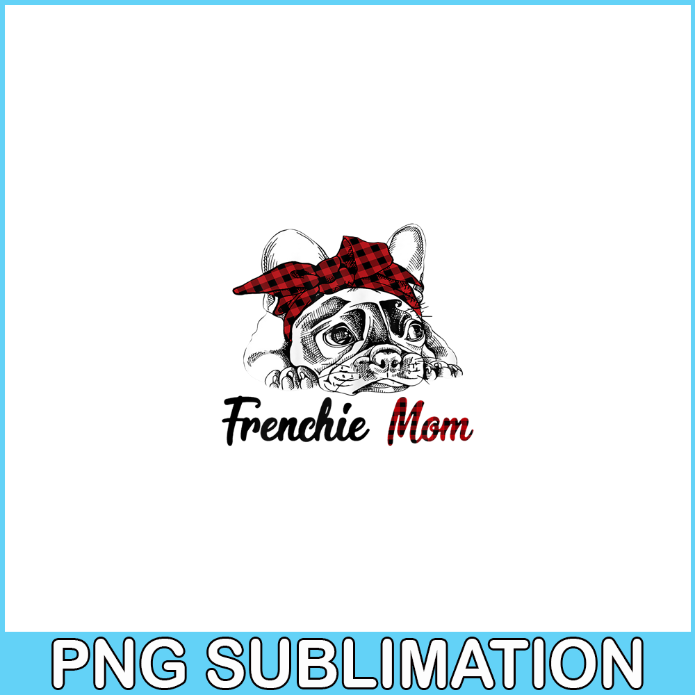 HL161023217-Womens Frenchie Mom French Bulldog With Buffalo Plaid Headband PNG.png