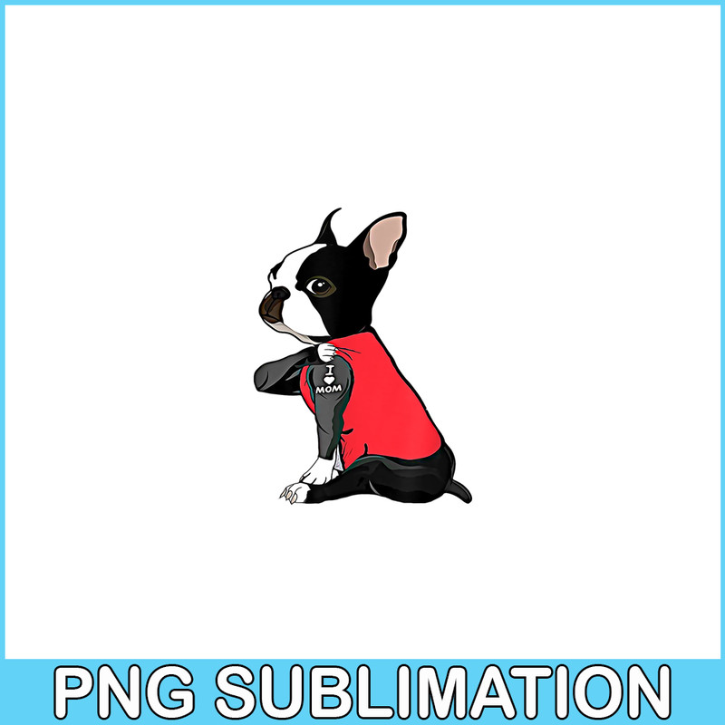 HL16102394-French Bulldog Tattoo I Love Mom PNG, Frenchie Dog Lover PNG, French Dog Artwork PNG.png