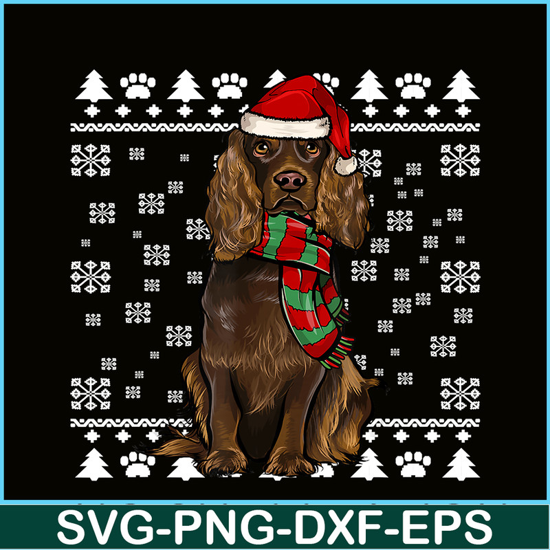 PNG141023109-Boykin Spaniel Dog Santa Hat Xmas Ugly Christmas T-Shirt Png.png