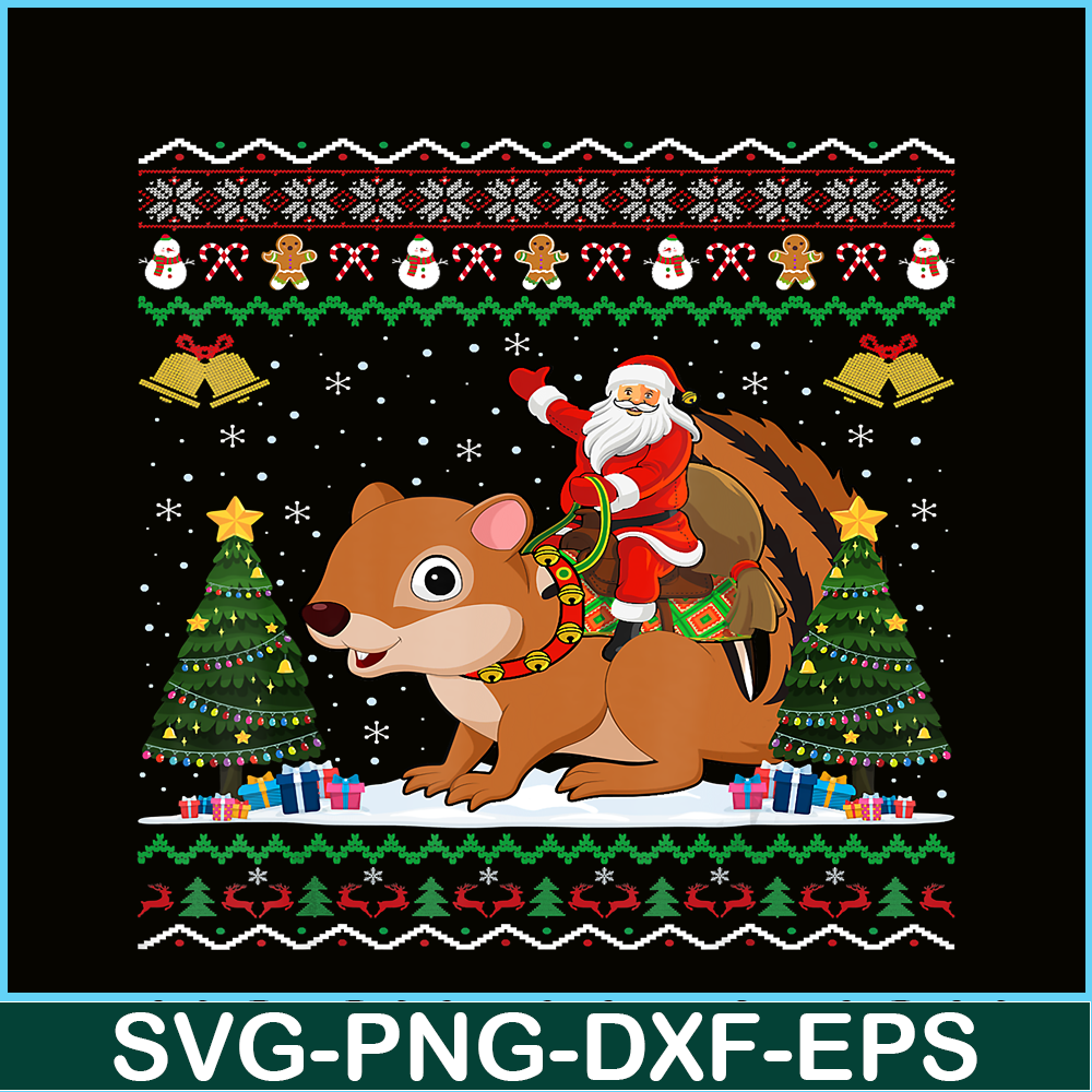 PNG141023132-Chipmunk Ugly Xmas Gift Santa Riding Chipmunk Christmas T-Shirt Png.png