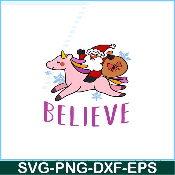 PNG14102366-Unicorn Christmas Believe Cute Santa Unicorn Xmas Girls T-Shirt Png.png