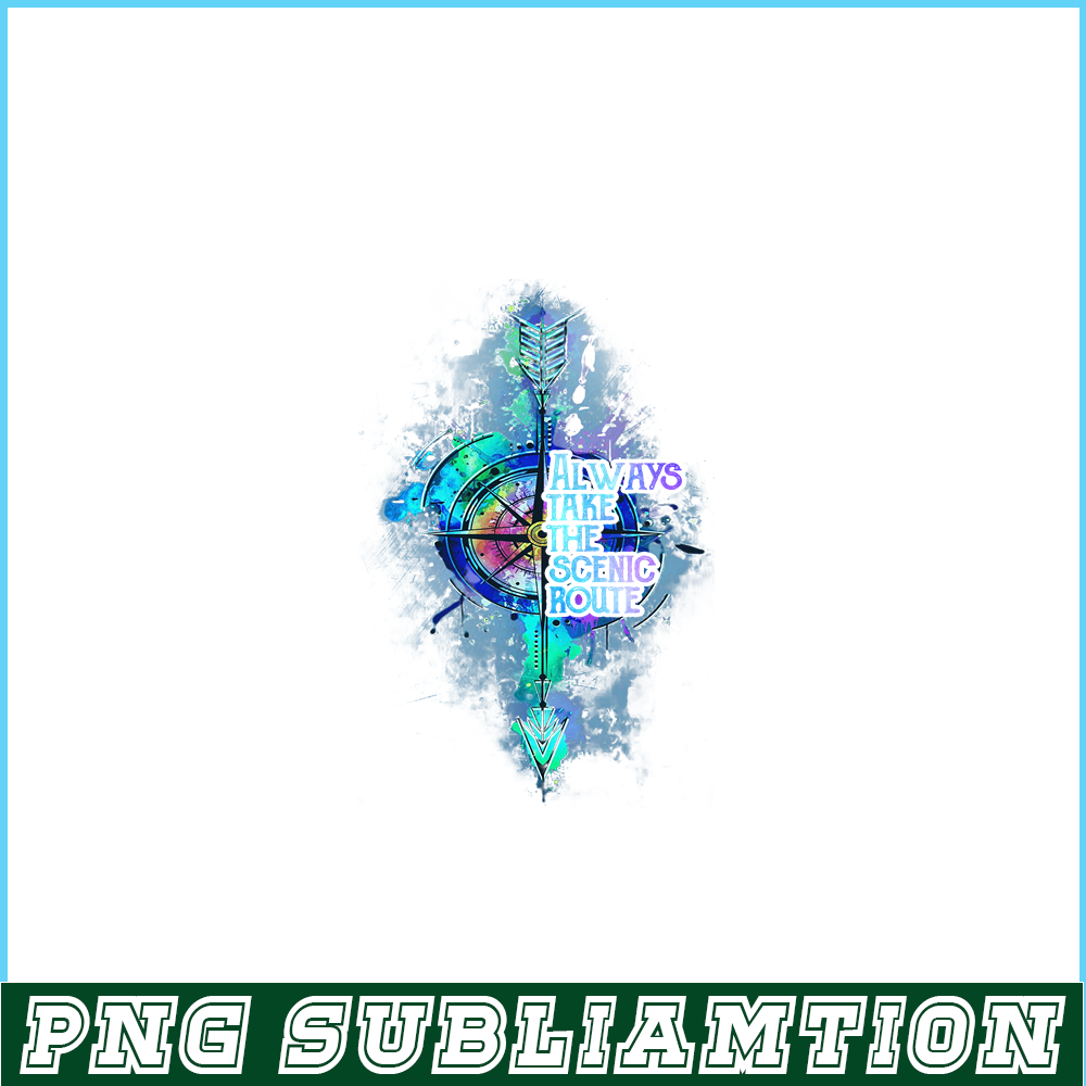 CAMP07112339-Always Take The Scenic Route PNG Camping PNG Blue And Purple Compass PNG.png