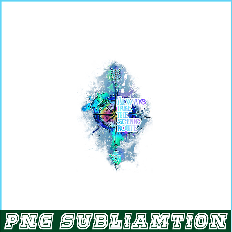 CAMP07112339-Always Take The Scenic Route PNG Camping PNG Blue And Purple Compass PNG.png