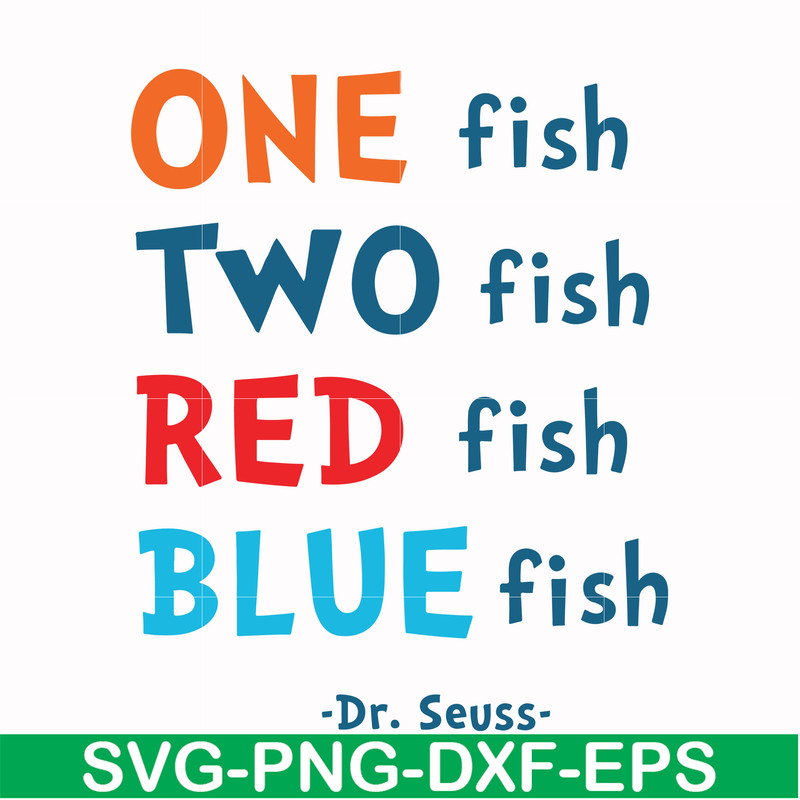 DR00089-One fish two fish red fish blue fish svg, png, dxf, eps file DR00089.jpg