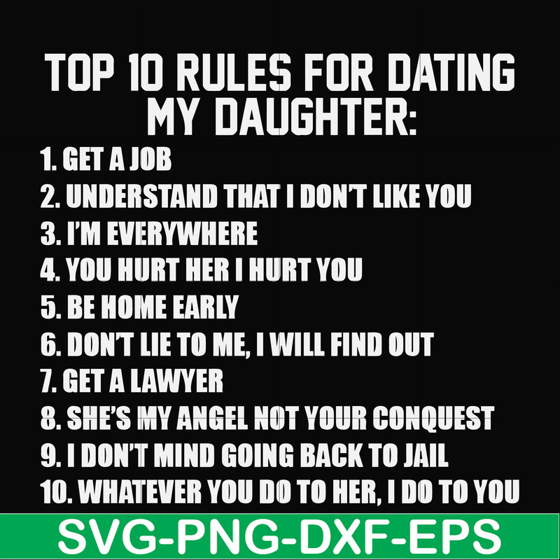 FN000622-Top 10 rules for dating my daughter svg, png, dxf, eps file FN000622.jpg