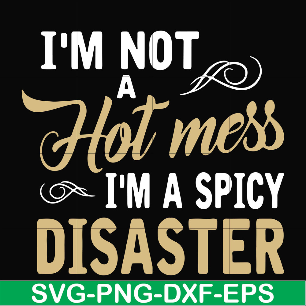 FN00080-I'm not a hot mess I'm a spicy disaster svg, png, dxf, eps file FN00080.jpg