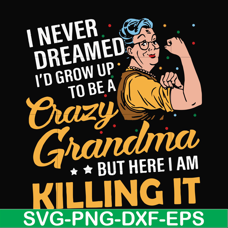 FN00085-I never dreamed I'd grow up to be a crazy grandma but here I am killing it svg, png, dxf, eps file FN00085.jpg