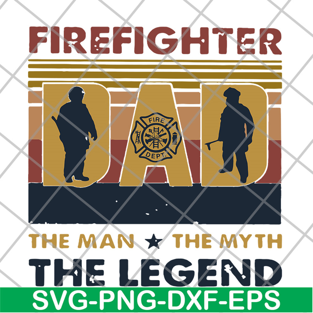 FTD03062109-Firefighter Dad The Man The Myth The Legend Happy Father'S Day Vintage Retro svg, png, dxf, eps digital file FTD03062109.jpg