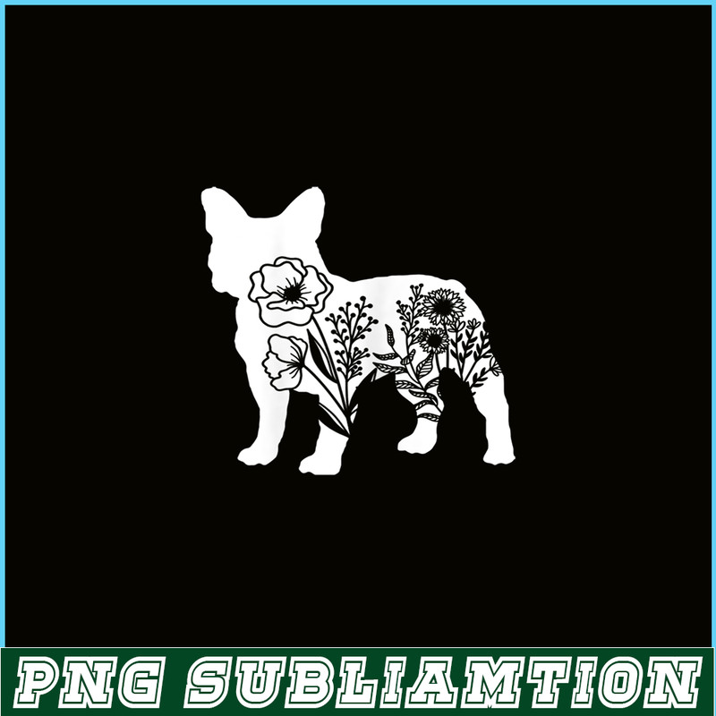 HL16102332-Floral French Bulldog PNG, Dog Lover PNG, Bulldog Mascot PNG.png