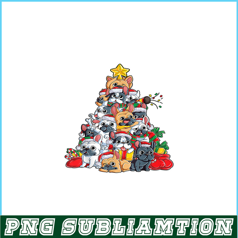 HL16102339-French Bulldog Christmas Tree PNG, Dog Santa Xmas PNG, Bulldog Mascot PNG.png