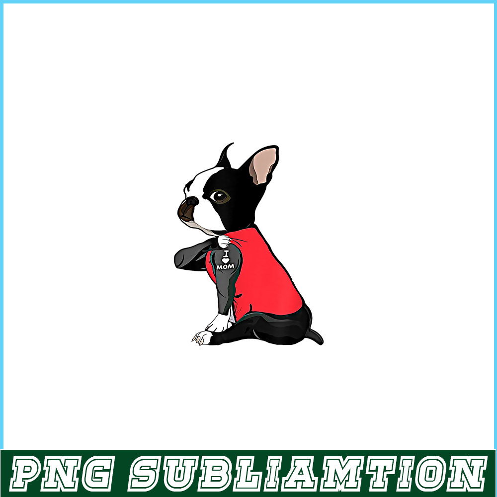 HL16102394-French Bulldog Tattoo I Love Mom PNG, Frenchie Dog Lover PNG, French Dog Artwork PNG.png