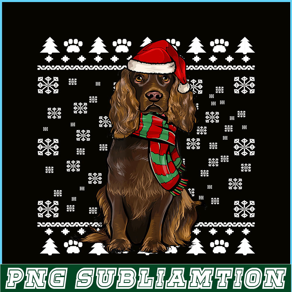 PNG141023109-Boykin Spaniel Dog Santa Hat Xmas Ugly Christmas T-Shirt Png.png