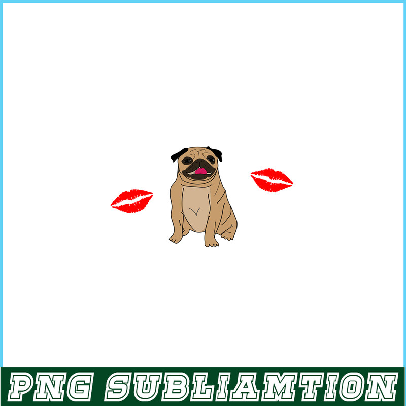 VLT21102347-Pug And Kisses PNG, Animal Valentine PNG, Valentine Holidays PNG.png
