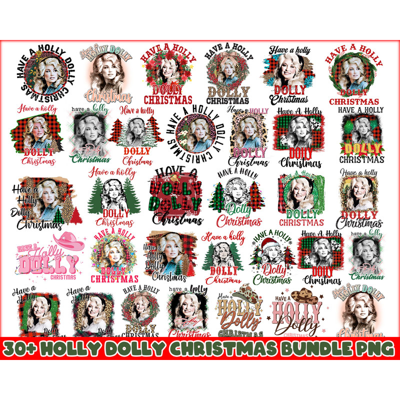 Christmas Holly Dolly PNG Bundle , Have A Holly Dolly Png , Instant Download.jpg