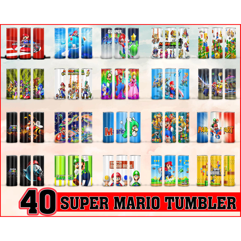 Super Mario Tumbler, Super Mario PNG, Tumbler design, Digital download.jpg