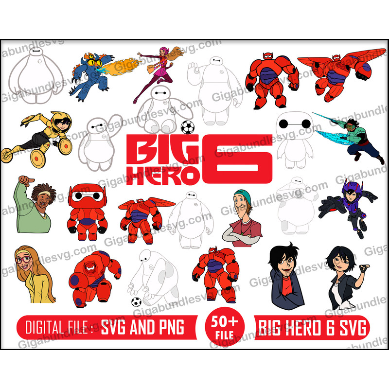 Big Hero 6 SVG and PNG Cliparts Collection, Big Hero 6 Sublimation Cliaprts Bundle.jpg