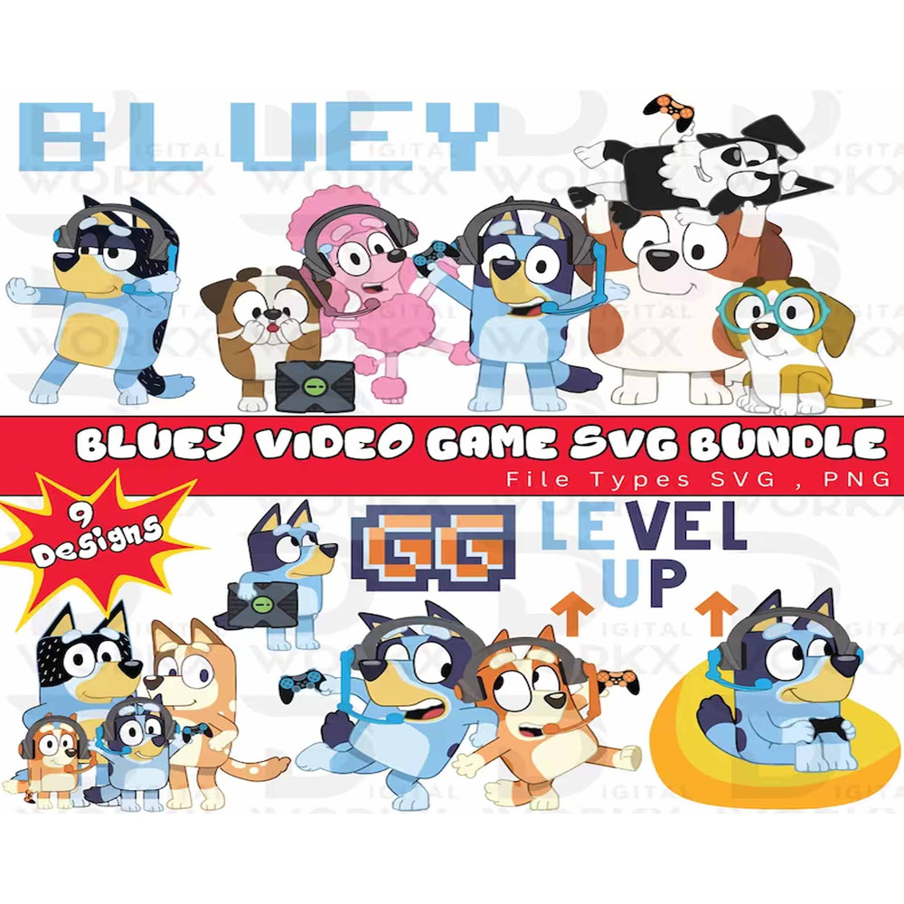 Blu-ey SVG Video Game Bundle, Blu-ey Game, Bluey SVG PNG, Blu-ey Birthday, Blu-ey Family, Blu-ey Dad, Blu-ey Font, Bluey Gaming, Blu-eyShirt.jpg