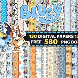 blue dog digital paper, digital paper pack, dogs, puppies, scrapbook paper, digital backgrounds, graphics, digital downl