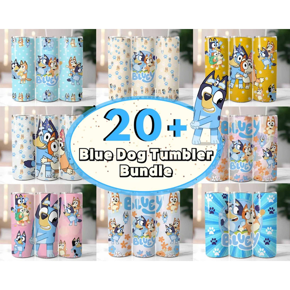 Bluey Dog Tumbler Wrap Bundle, 20oz Skinny Tumbler Wrap,20 oz Tumbler Sublimation wraps , Bluey tumblers, Instant Download.jpg