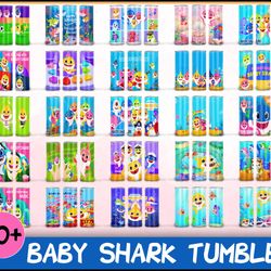bundle shark tumbler wrap design, colorful baby shark sublimation design 20 oz skinny tumbler, 3d tumbler wrap ocean ins