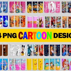 cartoon tumbler bundle, all cartoon character sublimation, kids tumbler png, sublimations, cartoon tumbler designs