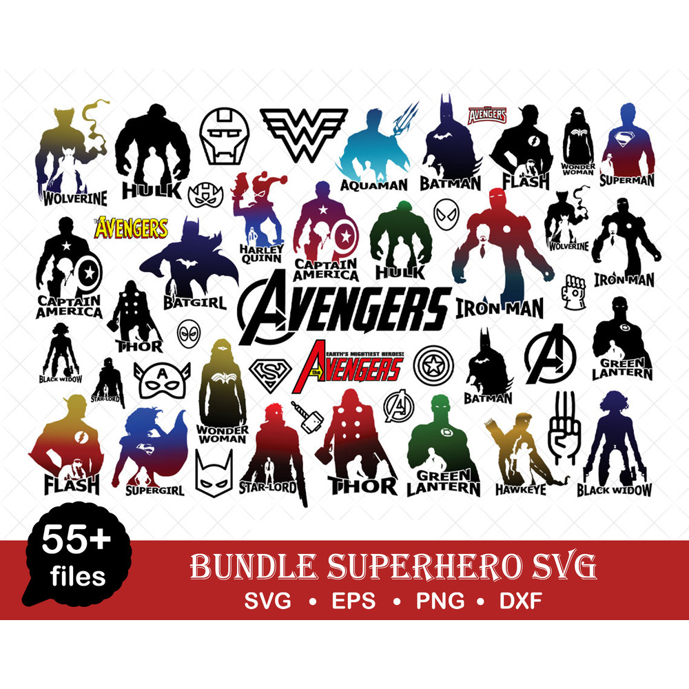 New Superhero Mega Bundle Svg, Captain America, Irongers Teamn Man, Hulk, Thor, Ave, SVG For Cricut.jpg