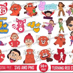 new turning red svg bundle, turning red png, turning red clipart, red panda svg, town svg, turning red birthday, svg cr