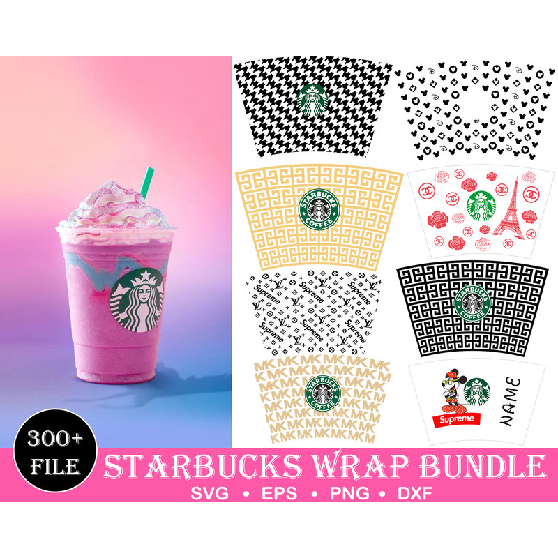 Star bucks Cup Svg wrap bundle, plastic cup wrap Cricut cut file, DXF, PNG, clipart, Printable Files.jpg