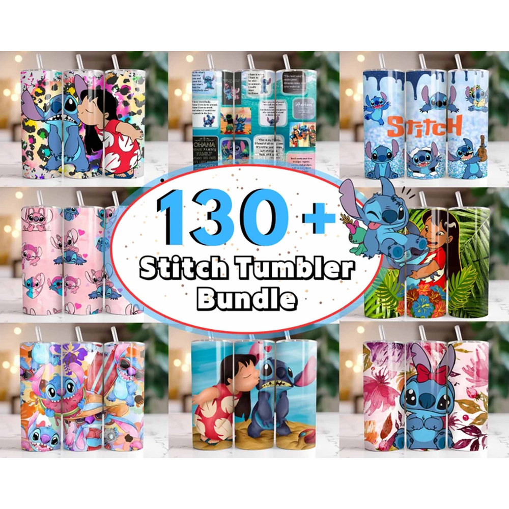 Stitch Tumbler Bundle, Stitch Skinny Tumbler 20oz Design, Cartoon Character Tumbler Digital Design, Full Tumbler Wrap.jpg