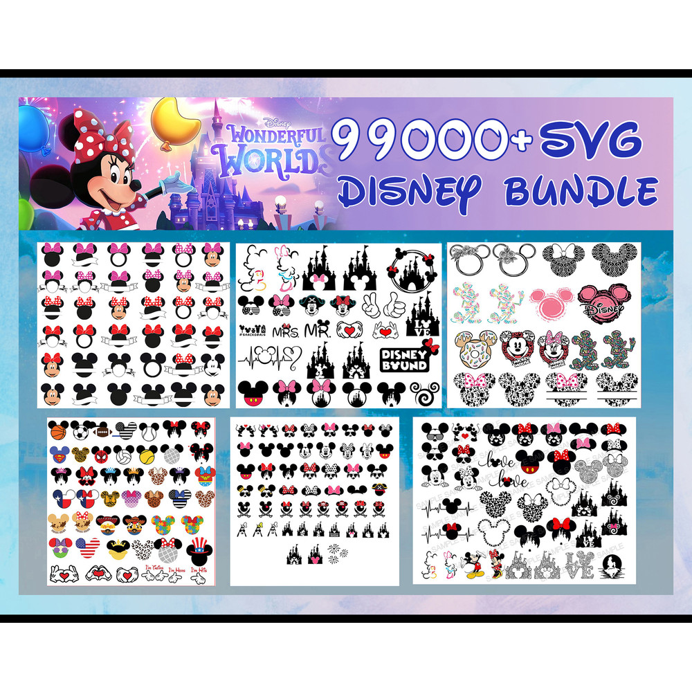 99k disney bundle svg, disney svg, Bundle Svg Png Dxf, Cricut, Frozen svg, Cricut Printable Clipart Sil.jpg