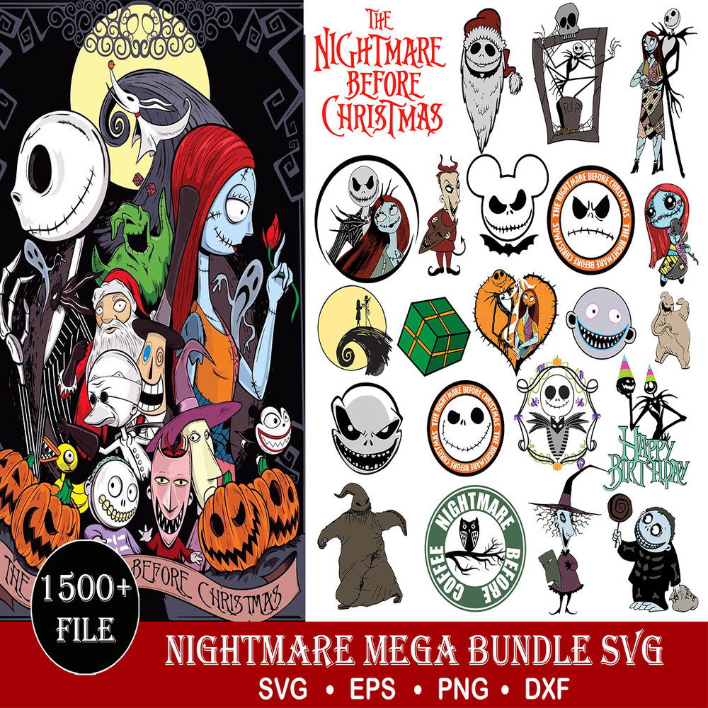 Nightmare Before Christmas svg, Cartoon SVG, Nightmare svg, Jack skellington svg, Jack and sally svg, Cricut cut files, Instant download.jpg