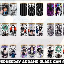 wednesday glass wrap png, 16oz libbey can glass, full can wrap,addams sublimation tumbler