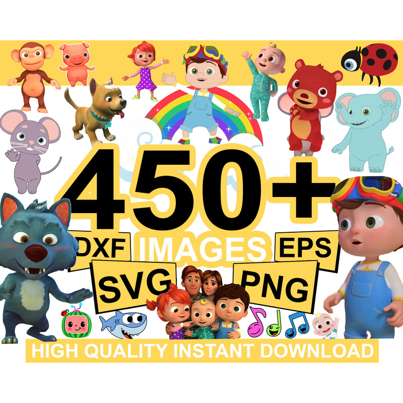 450 Bundle Cocomelon Svg, Cocomelon Clipart Cocomelon Party Supplies PNG, Cocomelon Bundl,e cocomelon svg birthday.jpg