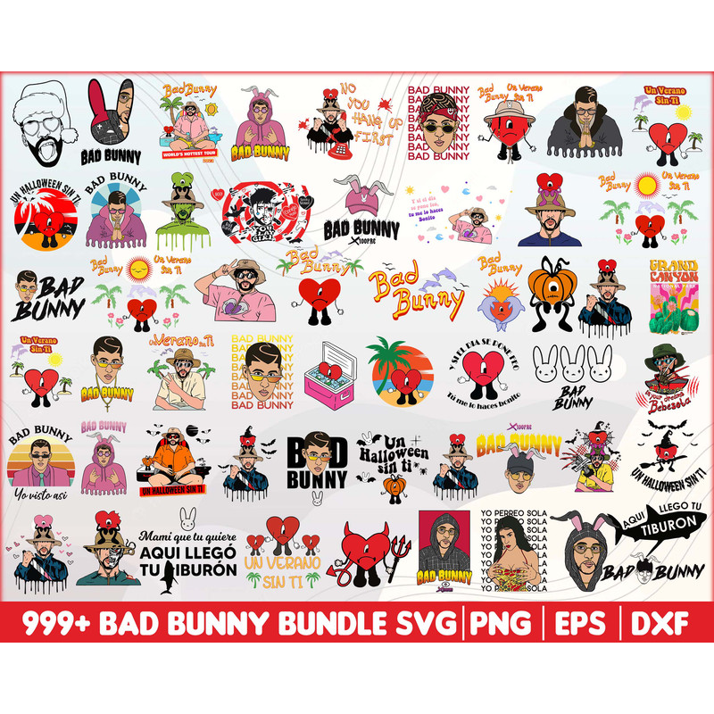 999 Bad Bunny Png Bundle, Un verano Sin Ti Png Bundle, Bad Bunny Designs, Bad Bunn.jpg